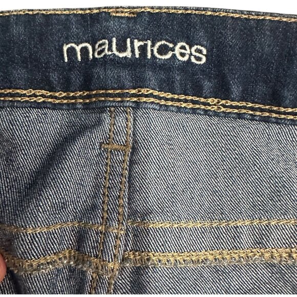 Maurices Womens 18w Long Bootcut Blue Jeans Dark Wash Thick Stitching Stretch - Picture 8 of 14